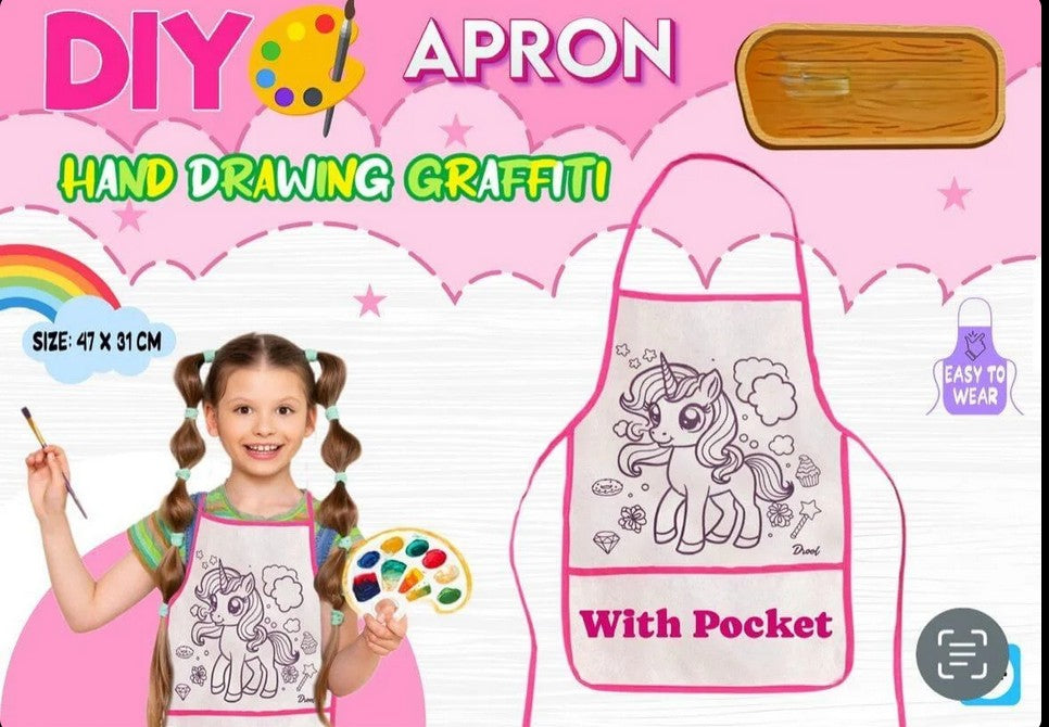 DIY Apron Hand Drawing Graffiti with Pocket & Sketch Pens