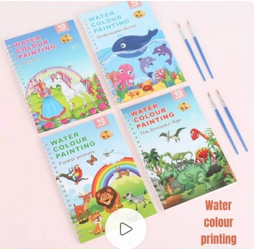 Water Color Painting Books 10 Pages with 1 Painting Brush